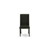 East West Furniture FLP6T24 Florence Parson Dining Room Chairs - Nailhead Trim Black Linen Fabric Padded Chairs, Set of 2, Wirebrushed Black East West Furniture