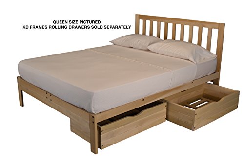 KD Frames Charleston Platform Bed - Queen Bed Frame - Unfinished Wood Bed Frame - Natural, Minimalist Bed with Slatted Headboard - Easy Assembly, No Box Spring Needed - Solid Wood Queen Platform Bed KD Frames