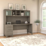 Bush Home Somerset 72W Office Desk with Drawers and Hutch in Ash Gray Bush Home
