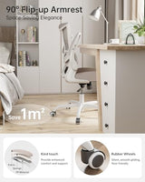 MUXX.STIL Office Chair, Ergonomic Desk Chair with Adjustable Lumbar Support and Flip up Armrest, Breathable Mesh Computer Chair for Home Office, Khaki MUXX.STIL