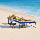 Yaheetech 5 Position Folding Tanning Chair, Outdoor Chaise Lounge Chair with Pad for Beach Patio Poolside Lawn(Gray)