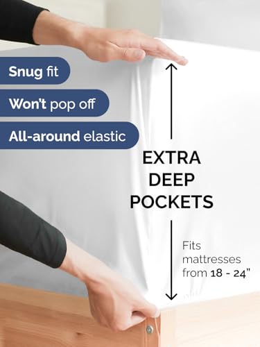 Extra Deep Twin XL Sheet Set - 4 Piece Breathable and Cooling Sheets - Hotel Luxury Bedding for Women, Men, Kids & Teens - Easy & Secure Fit - Soft, Wrinkle Free and Comfy - Extra Deep Pockets - White CGK Unlimited