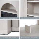Mopio Blake 59" Arched TV Stand for 32/42/55/60/65 Inch TVs, Fireplace Mantel, Modular Side Storage Shelves, Entertainment Center for Living Room, TV Table Credenza, Media Console (White, With Insert) mopio