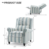 DREAMSIDEA Recliner Chair, Modern Pushback Armchair with Adjustable Backrest & Footrest for Bedroom, Living Room (Blue Stripe,Set of 2)