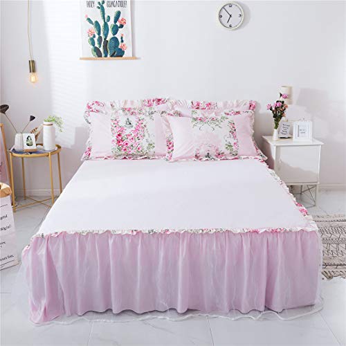 FADFAY Home Textile Pink Rose Floral Print Duvet Cover Bedding Set for Girls 4 Pieces King Size FADFAY