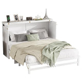 DNChuan Queen Size Murphy Cabinet Bed with 2 Storage Drawers and USB-Port,Foldable Murphy Horizontal Platform Bed,Dresser Bed,Space Saving,No Box Spring Needed,White DNChuan