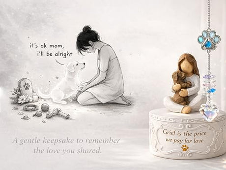 Gleemoria Pet Memorial Gifts for Dogs - Loss of Dog Sympathy Gift, Keepsake Trinket Box with Guardian Angel Figurine, Crystal Suncatcher Included, Remembrance Gift for Pet Loss Gleemoria