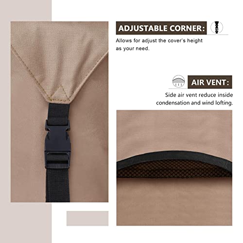 ULTCOVER Rectangular Patio Heavy Duty Table Cover - 600D Tough Canvas Waterproof Outdoor Dining Table and Chairs General Purpose Furniture Cover Size 136L x 74W x 28H inch ULTCOVER