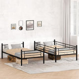 NestLude Metal Bunk Bed Twin Over Twin with Ladders & Guardrail, Industrial Beds Frame Heavy Duty 2 in 1, Space-Saving for Bedroom, Dormitory (Black) NestLude