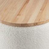 Lavish Home Storage Ottoman - Teddy Fabric Upholstered Ottoman with Wood Top for Living Room, Dorm, or Apartment - Ottomans with Storage (Cream) Lavish Home