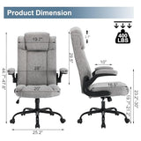 BRTHORY High Back Executive Office Chair with Adjustable Headrest,Fabric Desk Chairs with Flip-up Armrest,Big and Tall Office Chair,Ergonomic Computer Desk Chair with Rocking Function,110° Tilt Rock BRTHORY