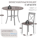 VECELO 5 Piece Dining Table Set for 4, Wood Grain Dinette with Chairs for Kitchen, Breakfast Nook, Small Space, Light Grey VECELO
