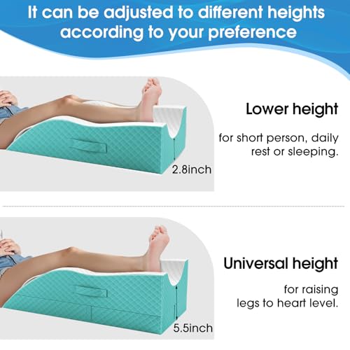 TranquilRelax Elevation Pillows for Leg After Surgery, Memory Foam Adjustable Wedge Pillow for Injury or Rest, Ankle Pillow for Sleeping Blood Circulation Green/Single Leg TranquilRelax