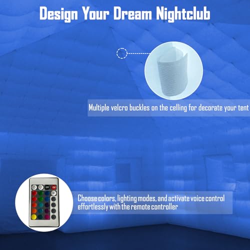 Inflatable Cube Tent Nightclub Party Tents with Blower, 26FT Large Space Outdoor Marquee House LED Wall Wash Lights for Exhibition Birthday Coporates, White BoldBlur