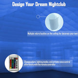 Inflatable Cube Tent Nightclub Party Tents with Blower, 26FT Large Space Outdoor Marquee House LED Wall Wash Lights for Exhibition Birthday Coporates, White BoldBlur