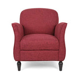 FEMICON Traditional Armchair with Tweed Upholstery and Polished Legs, Retro Design, Communal Living Area Accent, Red FEMICON