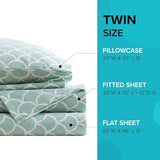 Comfort Spaces 100% Cotton Sheet Set Breathable, Lightweight, Soft with 12" Elastic Pocket Fits up to 14" Mattress, All Season Cozy Bedding, Matching Pillow Case, Twin Scales 3 Piece Comfort Spaces
