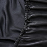 Full Silk Satin Fitted Sheet, Soft Deep Pocket Single Bottom Bed Sheets Sold Separately, Wrinkle Free, Non- Fading, Breathable, Fully Elasticized(Full Size, Black) Lanest Housing
