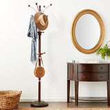 ORE International Six Foot Wood and Chrome Coat Rack Cherry Finish ORE International