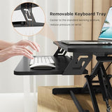 JOY worker Standing Desk Converter, 32" Wide Height Adjustable Sit Stand Up Desk Riser with Keyboard Tray, Desktop Workstation Riser for Home Office Computer Laptop, Particle Board, Black JOY worker