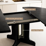 iPormis 5-Piece Round Dining Table Set for 4-6, 59" Extendable Dining Room Table Set with 2 Ergonomic Chairs & 2 Benches, Oval Modern Dinette Table with Metal Frame & MDF Board, Space-Saving, Black iPormis