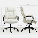 Vinsetto Big and Tall Executive Office Chair 485lbs with Wide Seat, High Back Computer Desk Chair with Tilt, Adjustable Height, Cream White Vinsetto