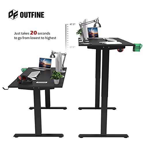 OUTFINE Heavy Duty Dual Motor Height Adjustable Standing Desk Electric Dual Motor Home Office Stand Up Computer Workstation(Black, 55") Desktop Load up to 220lbs - WoodArtSupply