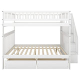 Harper & Bright Designs Stairway Bunk Bed Full Over Full, Wood Bunk Bed with Drawers, Solid Wood Detachable Bed Frame for Kids, Teens, Adults, White Harper & Bright Designs