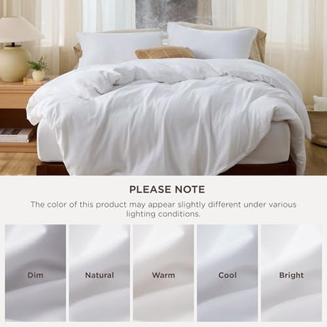 Bedsure Duvet Cover Full Size - Soft Double Brushed Bedding Set for Kids & Adults, Zipper Closure, 3 Pieces, Includes 1 Duvet Cover (80"x90") & 2 Pillow Shams, NO Comforter, White Bedsure