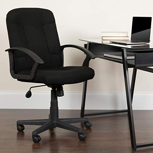 Flash Furniture Garver Mid-Back Black Fabric Executive Swivel Office Chair with Nylon Arms Flash Furniture