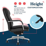 La-Z-Boy Sonata Executive Mid-Back Office Chair, Button-Tufted Seat and Back, Double-Layer Cushion, Padded Armrests, Ergonomic Computer DeskChair, Swivel Metal Base, Bonded Leather, Black/Chrome La-Z-Boy