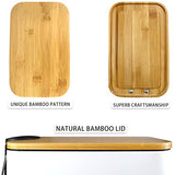 SIDIANBAN Bathroom Trash Can with Bamboo Lid Soft Close and Foot Pedal, Small Rectangular Slim Garbage Can with Inner Wastebasket for Bedroom, Office, Kitchen, 1.3Gal/5L, White SIDIANBAN