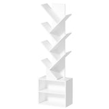 SHEEPAM 10 Tier Tree Bookshelf,Floor Standing Wood Tall Bookcase for Narrow Space, Storage Organizer Bookshelves for Books, Book Case for CDs/Movies/Books,Home Office,Living Room, Bedroom SHEEPAM