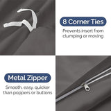 Duvet Cover Twin/Twin XL Size - Extra Soft Twin/Twin XL Size Duvet Cover - Breathable, Easy Care and Fade Free with Zipper Closures & Ties - 68" x 90" Inches - (Dark Grey) Comforter Not Included CGK Unlimited