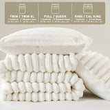 Intelligent Design Twin Comforter Set, Plush Bedding, Microfiber Reverse, 2 Piece, Lightweight, Super Soft Ribbed Velvet Comforter 1 Sham, All Season Fluffy Bed Set, Avril, Twin/Twin XL Ivory Intelligent Design