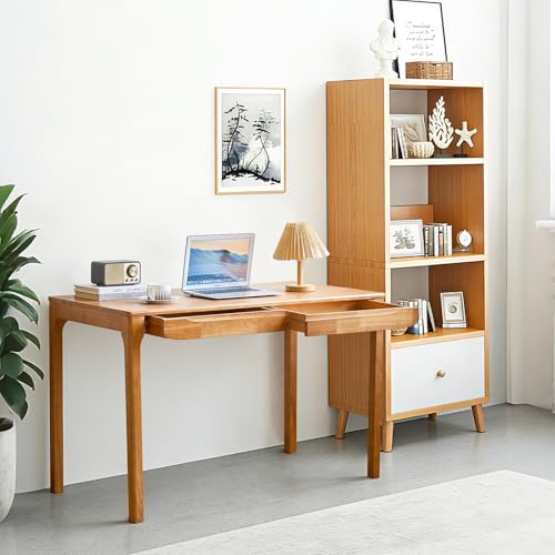 VIZBMYR Widen Solid Wood Desk with Drawers,47"X24" Wood Writing Desk for Small Space,Student Computer PC Desks,Home Desks for Work,Gaming Study Desk for Bedroom Escritorios Desk Table (Natural, 47") VIZBMYR