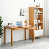 VIZBMYR Widen Solid Wood Desk with Drawers,47"X24" Wood Writing Desk for Small Space,Student Computer PC Desks,Home Desks for Work,Gaming Study Desk for Bedroom Escritorios Desk Table (Natural, 47") VIZBMYR