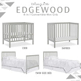 Dream On Me Edgewood 4-In-1 Convertible Mini Crib In White, JPMA Certified, Non-Toxic Finish, New Zealand Pinewood, With 3 Mattress Height Settings, Included 1" Mattress Pad Dream On Me