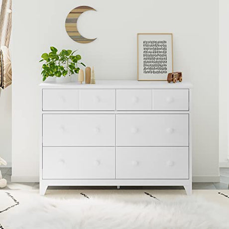 Storkcraft Moss 6 Drawer Dresser (White) – GREENGUARD Gold Certified Nursery Dresser, Safety-Focused Interlocking Drawer System, Chest of Drawers for Bedroom, Wood Craftsmanship Storkcraft