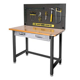 Seville Classics Pegboard Workcenter with 23 Peg Hook Assortment and Drawer Table, 48", Satin Graphite Seville Classics