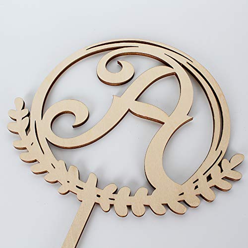 LINGTEER Personalized Inital Letter A Wooden Cake Topper Perfect for Birthday Rustic Wedding Anniversary Party Keepsake Decoration LINGTEER