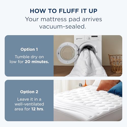 Bedsure King Mattress Pad - Quilted Fitted Mattress Topper Protector with 8-21 Inches Deep Pocket, Noiseless Breathable Bed Cover Padded, Machine Washable, White, 78x80 Inches Bedsure
