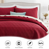 Lavsiry Red Oversized California Cal King Size Quilt Bedding Set with Pillow Shams, Summer Lightweight Bedspread Coverlet, Soft Quilted Blanket Thin Comforter for All Seasons Lavsiry