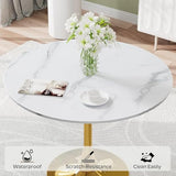 HAIZAO Round Dining Table Set for 4, 34'' Mid Century Modern Circle Kitchen Dinner Room Set, 5 Piece Small Modern Circular Tulip Table Set with Velvet Chairs, for Apartment Home HAIZAO