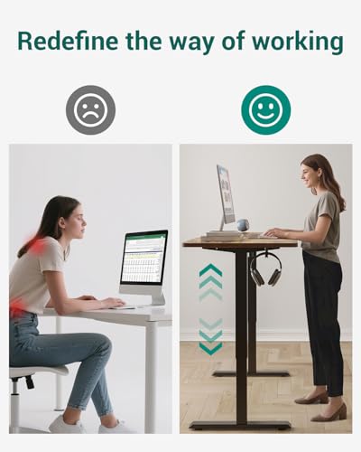 CubiCubi 55 x 28 Large Standing Desk, Height Adjustable Electric Computer Desk, 28" Deep Desktop, Sit Stand up Home Office Workstations with 4 Preset Heights, Rustic Brown CubiCubi
