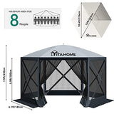 YITAHOME 12x12ft Camping Gazebo, Portable Pop Up Canopy Outdoor Screen Tent 6 Sided with Mesh Windows and Carry Bag for Camping, Picnic, Backyard Party Outside Activities, Gray YITAHOME