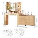 Ieejdn Makeup Vanity Desk with Mirror and Lights, Vanity Desk with 8 Drawers & Storage Shelves, Vanity Table with Power Outlet, 3 Color Modes & Adjustable Brightness Dressing Table, Bedroom,Oak2 Ieejdn