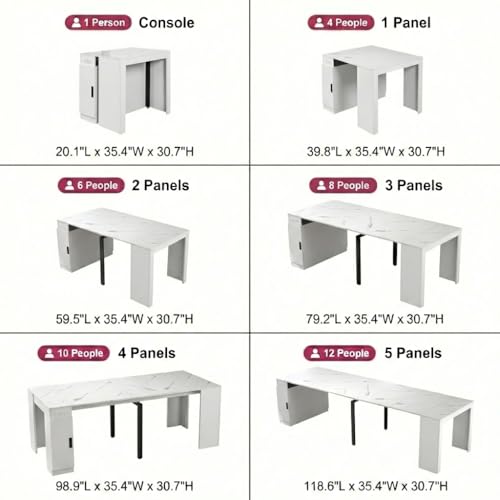 Royjhnl Transformer Table: Extendable Dining, Folding Console Table with Outlet, Space - Saving for 8-12, Perfect for Living Room & Kitchen Royjhnl