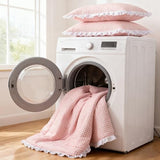 A Nice Night Comforter Twin Size,Pink Ruffle Comforter for Dorm Room Essentials for Twin Bed,Plaid Checkered Chic Bedding Bed in a Bag for Girls A Nice Night
