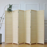 Furnnylane 6 Panel Bamboo Room Divider and Folding Panel Screen,Bamboo Panel Divider for Room Separation,Beige,67" H x 92.1" W Furnnylane
